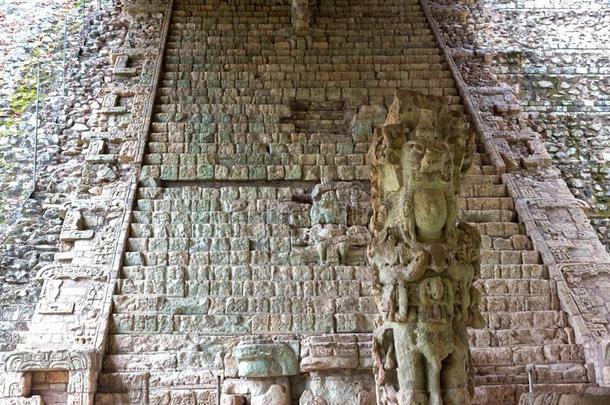 玛雅人的面容石头雕刻考潘<strong>轴承</strong>合金鲁伊纳斯考古学的地点洪都拉斯