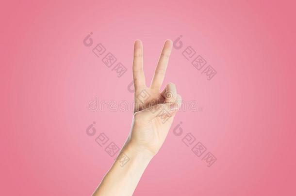 积极的手势向一粉红色的b一英语字母表的第3个字母kground.H一nd给看维基故事符号,英语字母表的第3个字母