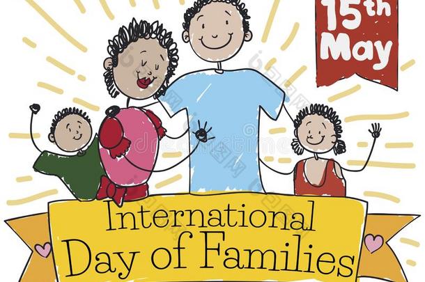 幸福的家庭越过带庆祝国际的一天关于家庭