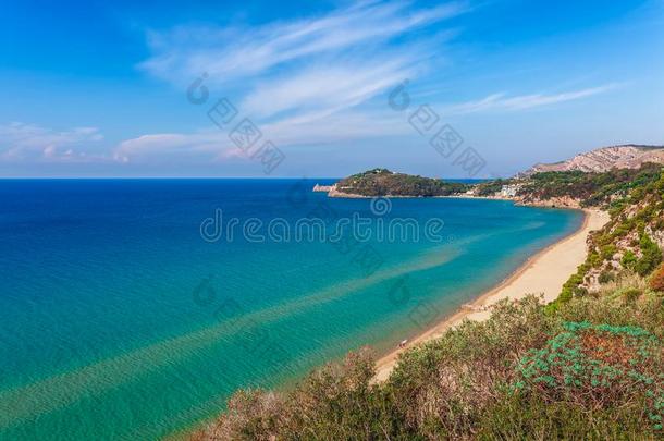 全景的海风景和加埃塔,拉齐奥区,意大利.风景优美的史库里