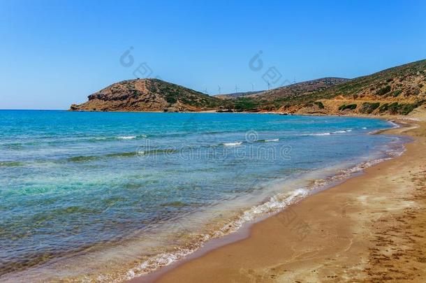 风景优美的海滩采用普拉索尼西向罗兹地貌<strong>名称</strong>岛,多德卡尼斯群岛,希腊.