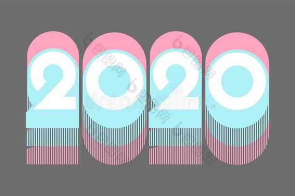 矢量说明字体关于2020颜色过渡