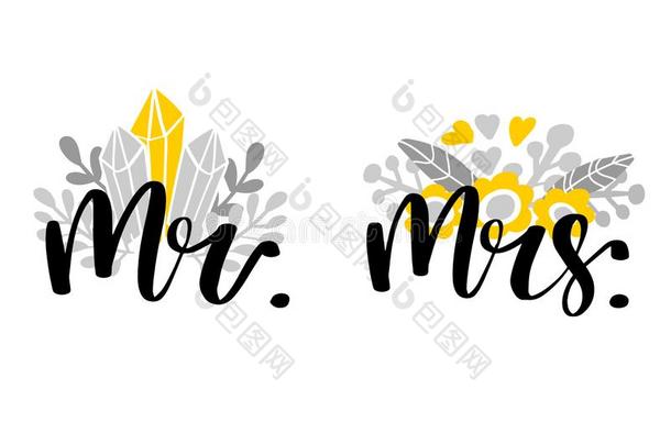 Mister先生和Mister先生s<strong>字体</strong>.<strong>婚礼</strong>招待设计和花的比较两个或多个文件