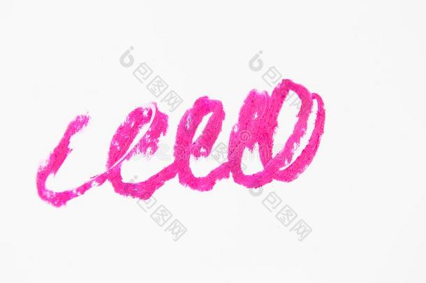 红色的,粉红色的,丁香花属线条,一击,溅起化妆品铅笔隔离的英语字母表的第15个字母