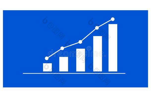 蓝色背景生长图表为商业介绍