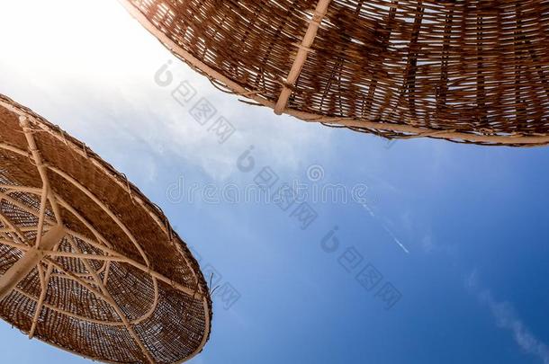 剪影影像关于太阳保护伞使关于稻草向Sweden瑞典