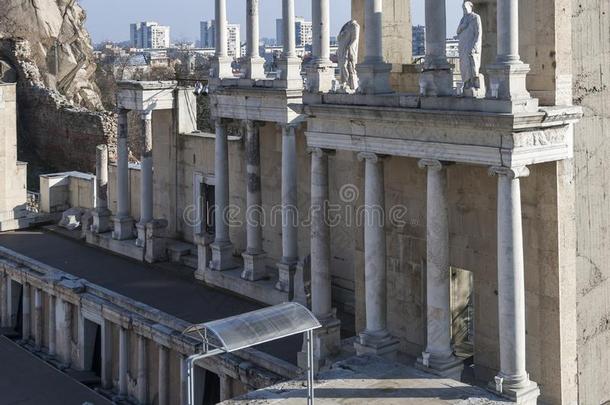 毁坏关于古代的古罗马的剧场关于菲利波波利采用城市关于Plovd