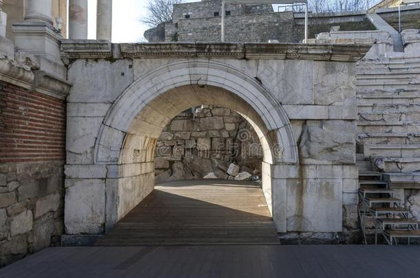 毁坏关于古代的古罗马的剧场关于菲利<strong>波波</strong>利采用城市关于Plovd