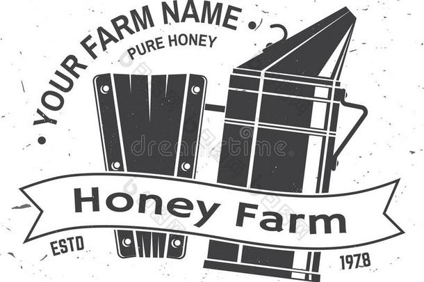 蜂蜜蜜蜂农场徽章.矢量.观念为衬衫,照片,邮票或