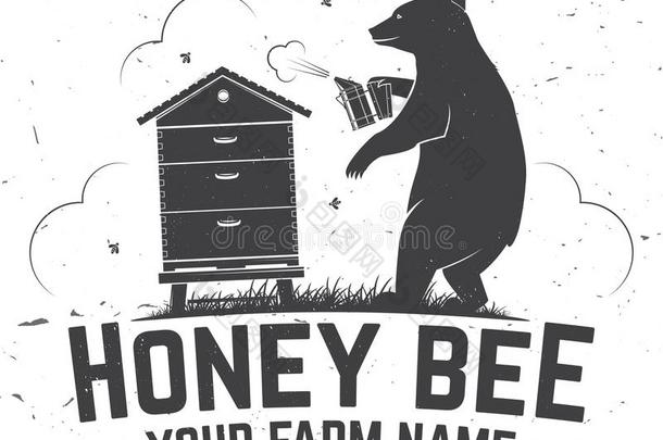 蜂蜜蜜蜂农场徽章.矢量.观念为衬衫,照片,邮票或