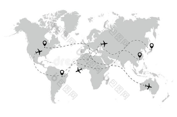 飞机方法和指针地图世界