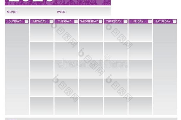 一星期计划者紫色的和灰色的时刻表