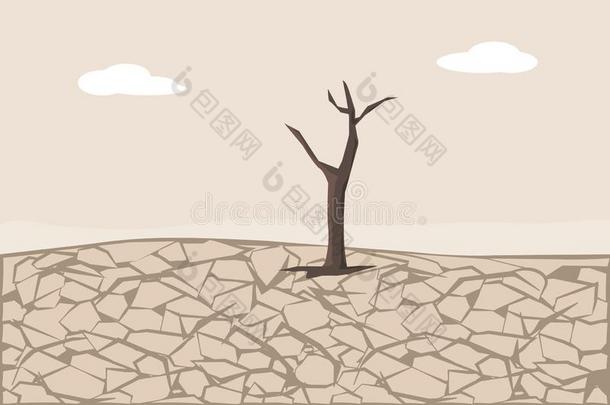 干的干燥的有裂缝的陆地.泥土腐蚀和<strong>沙漠化</strong>