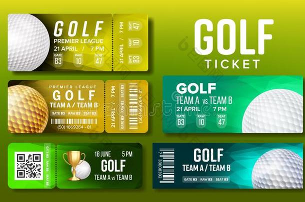 时髦的设计票访问高尔夫球游戏放置矢量