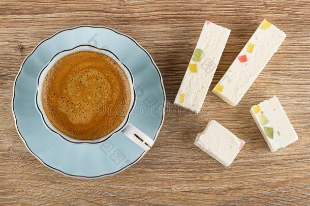咖啡豆浓咖啡采用杯子向茶杯托,牛轧糖和果子酱向表