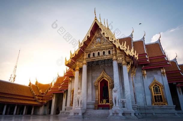泰国或高棉的佛教寺或僧院<strong>替身</strong>大理石庙采用扇形棕榈细纤维,泰国.