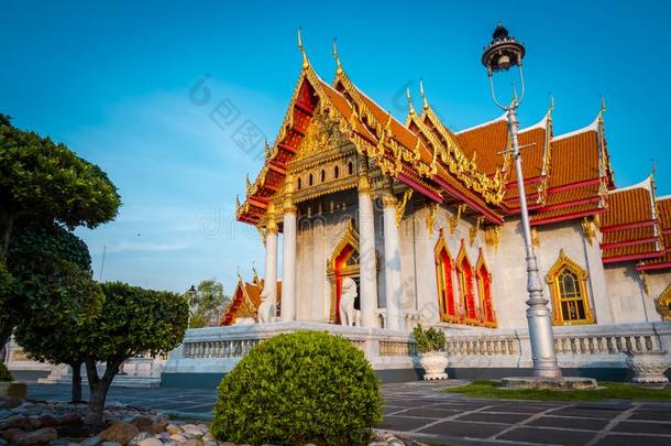 泰国或高棉的佛教寺或僧院<strong>替身</strong>大理石庙采用扇形棕榈细纤维,泰国.