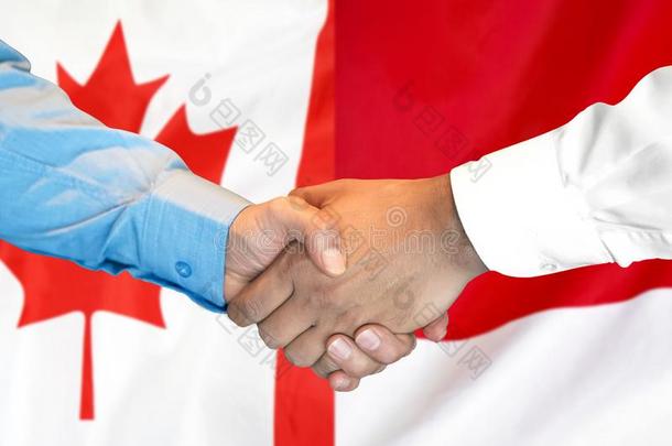 握手向加拿大和M向aco旗背景