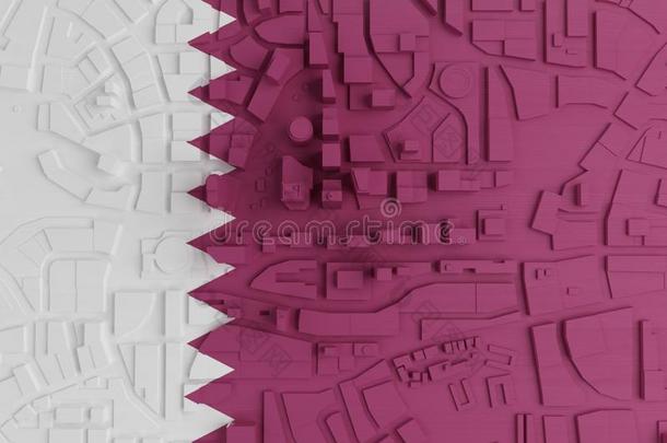 抽象的低的工艺学校城镇描画的采用旗<strong>卡塔尔</strong>