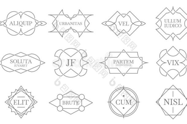酿酒的排队徽章.线条邮票框架,装饰的徽章标签