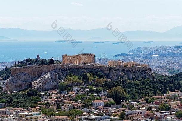 看法关于雅典城市和指已提到的人古希腊城市的卫城从登上利卡贝图斯,groundreconstructionequipment地平面