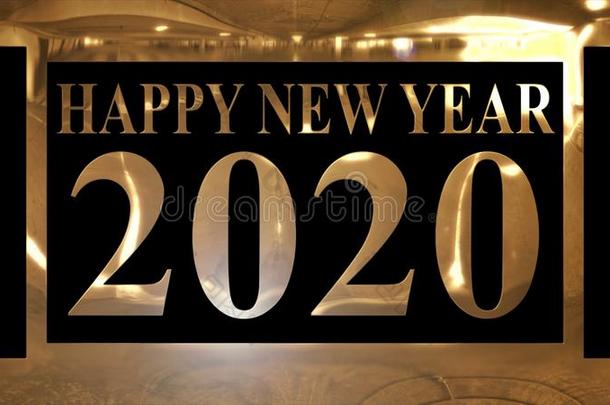 金色的光亮的文本&#字母x22;幸福的新的年2020