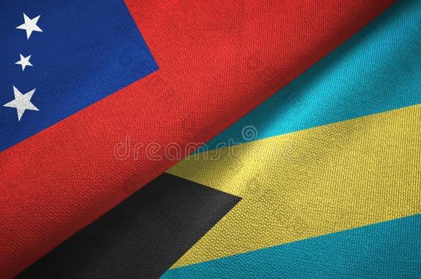 萨摩亚群岛和巴哈马群岛两个旗纺织品布,织物质地