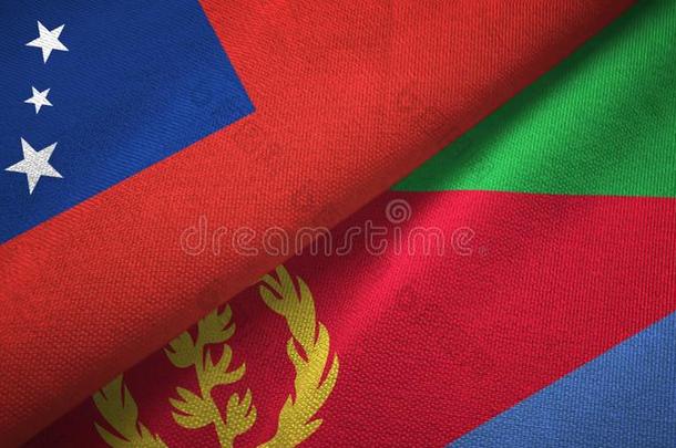 萨摩亚群岛和厄立特里亚两个旗纺织品布,织物质地