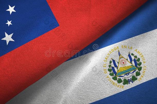 萨摩亚群岛和elevation仰角萨尔瓦多两个旗纺织品布,织物质地