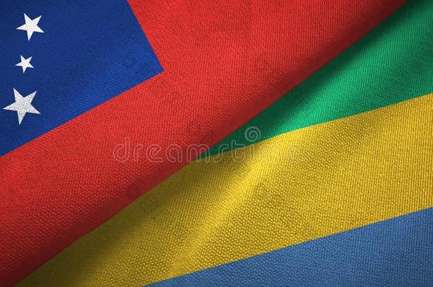 萨摩亚群岛和加蓬两个旗纺织品布,织物质地