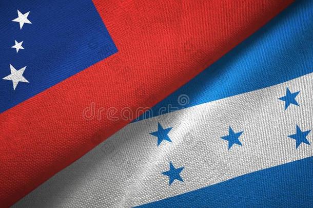 萨摩亚群岛和洪都拉斯两个旗纺织品布,织物质地
