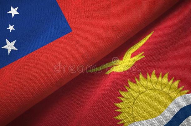 萨摩亚群岛和基里巴斯两个旗纺织品布,织物质地