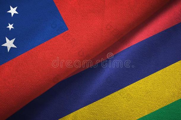 萨摩亚群岛和毛里求斯两个旗纺织品布,织物质地