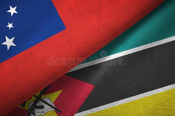 <strong>萨摩</strong>亚群岛和莫桑比克毛纱罗两个旗纺织品布,织物质地