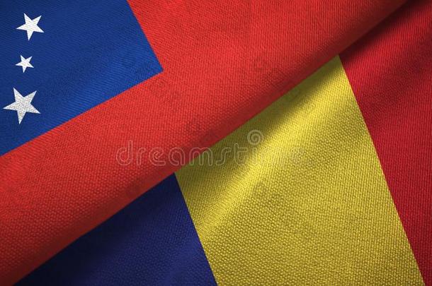 萨摩亚群岛和罗马尼亚两个旗纺织品布,织物质地