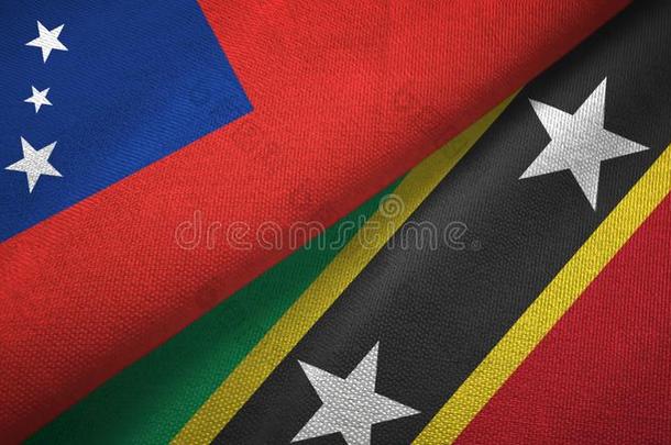 萨摩亚群岛和圣人般的人基茨取自父名和尼维斯岛两个旗纺织品布,织物