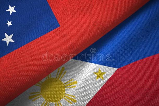 萨摩亚群岛和菲律宾两个旗纺织品布,织物质地