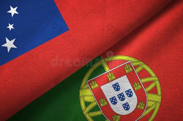 萨摩亚群岛和葡萄牙两个旗纺织品布,织物质地