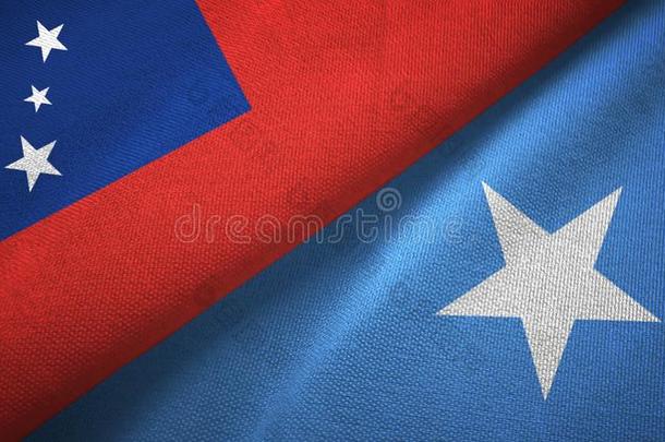 萨摩亚群岛和索马里两个旗纺织品布,织物质地