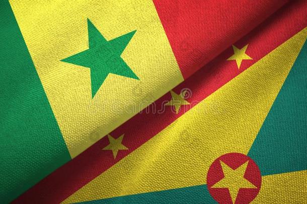 塞内加尔和<strong>格林纳达</strong>两个旗纺织品布,织物质地