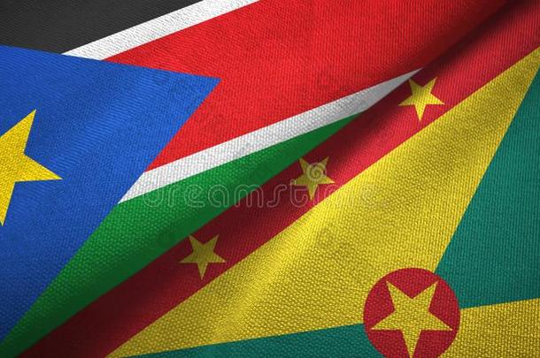南方苏丹染料和格林纳达两个旗纺织品布,织物质地