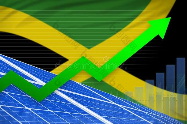 牙买加太阳的能量动力<strong>上升</strong>的图表,矢在上面-绿色的自然