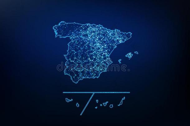 抽象的关于西班牙外省地图网,互联网和全球的反对票