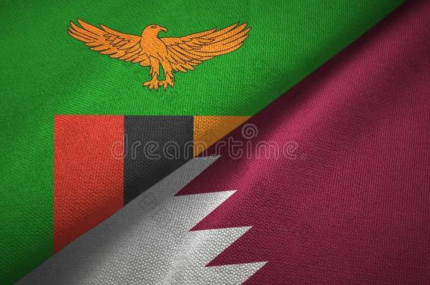 赞比亚和卡塔尔两个旗纺织品布,织物质地