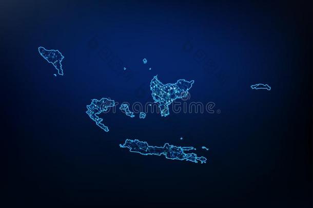 抽象的关于印尼地图网,互联网和全球的合作