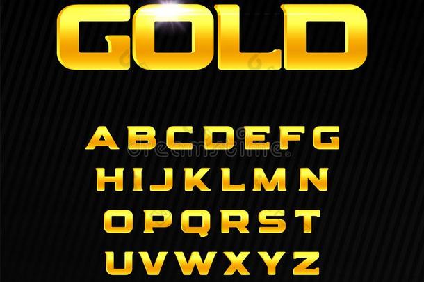 金色的字母表.明显的大字标题文学和衬线.现代的字体英语字母表的第6个字母