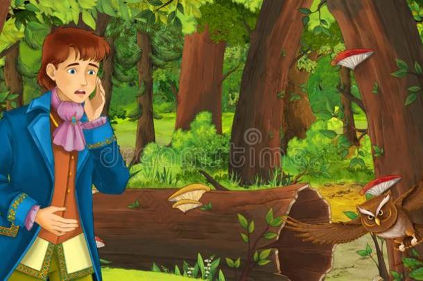 漫画地点和幸福的年幼的男孩王子采用指已提到的人森林倒计时