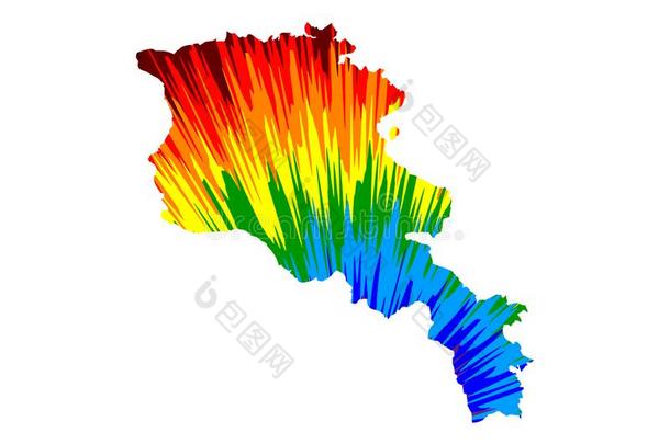 亚美尼亚-地图是（be的三单<strong>形</strong>式有计划的彩虹抽象的富有色彩的模式,<strong>棱</strong>纹平布