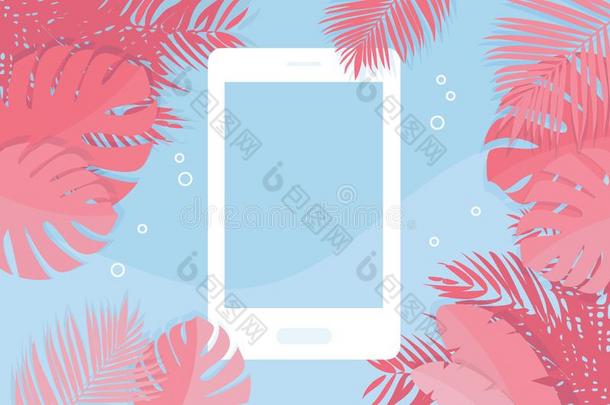 热带的夏电话背景,屏幕救助者-矢量
