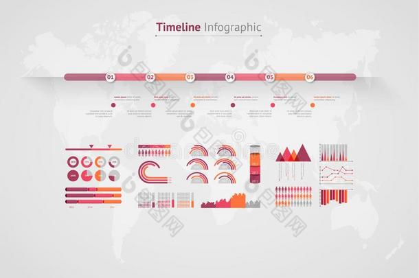 时间轴矢量信息图.世界地图